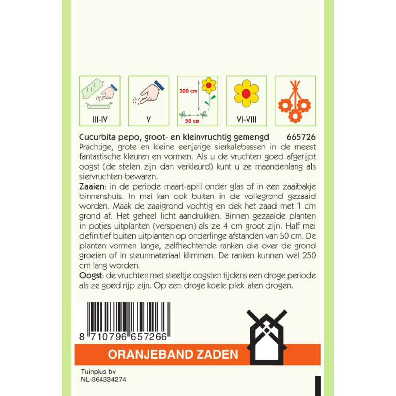 OBZ Cucurbita, Sierkalebas groot- en kleinvruchtig gemengd
