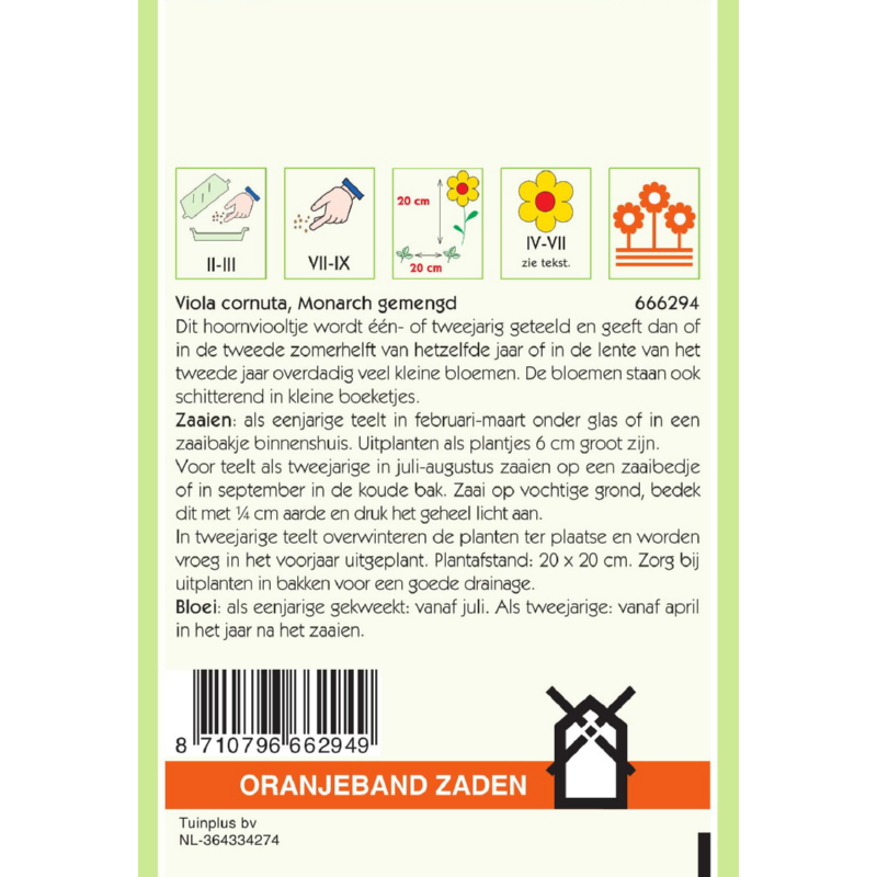 OBZ Viola, Hoornviooltje gemengd