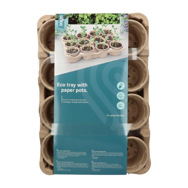 SOGO Eco kweektray incl. 12 paperpots 9cm