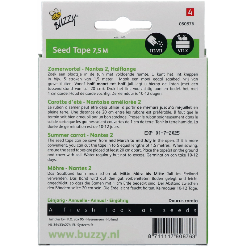 Buzzy® Seed Tape Carrot Nantes 2