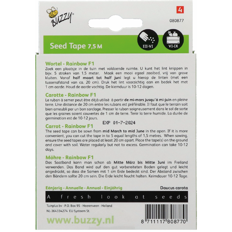 Buzzy® Zaadband Wortel Rainbow F1