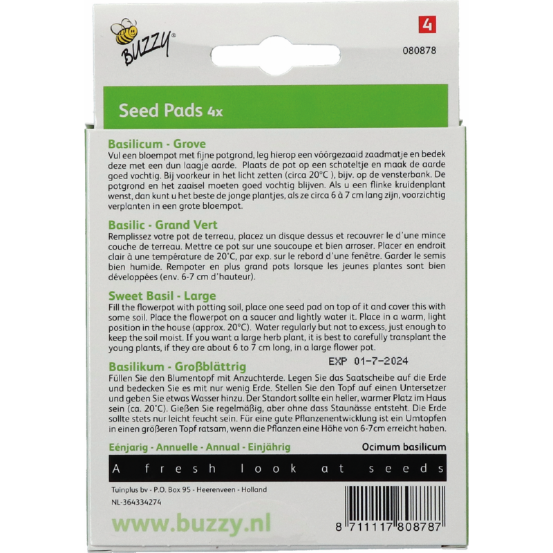 Buzzy® Seedpads Basilicum 4x 8cm