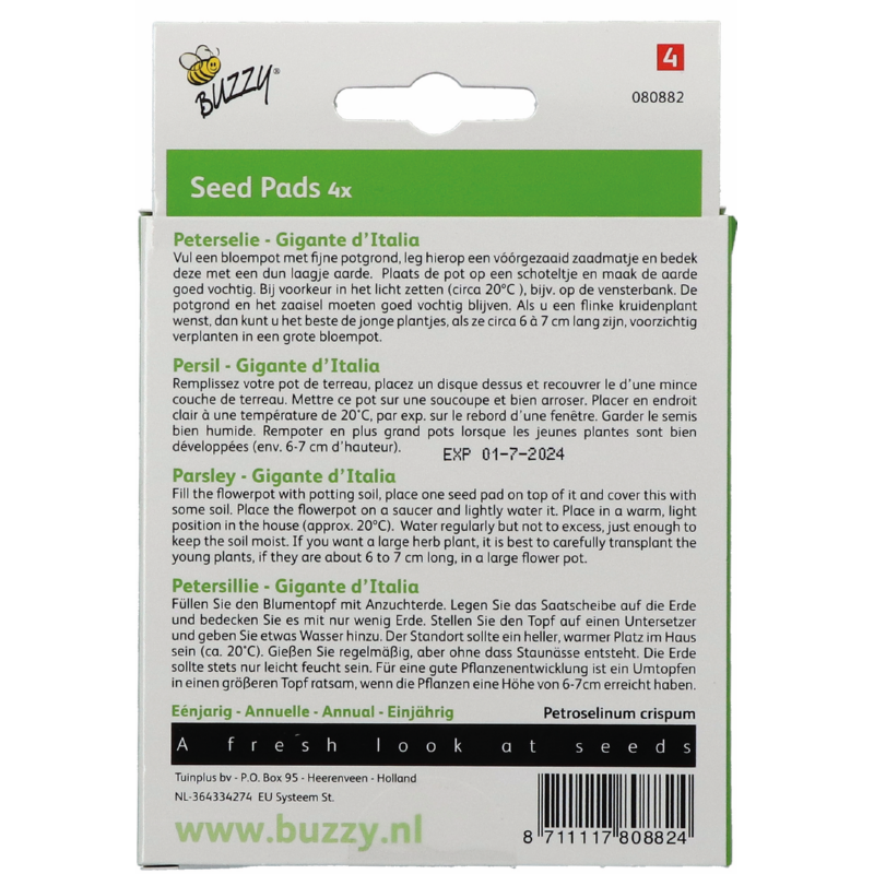 Buzzy® Seed Pads Parsley Gigante d'Italia 4x 8cm