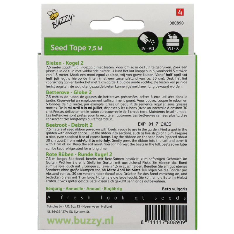 Buzzy® Seed Tape Red Beet Detroit 2