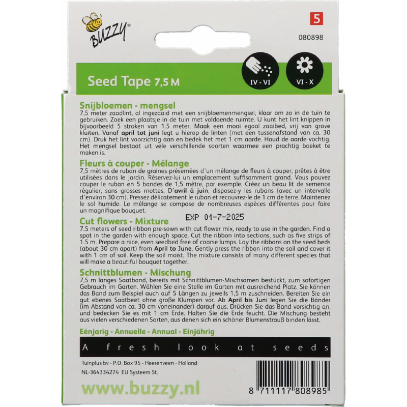 Buzzy® Seed Tape Cut flowers Mixture