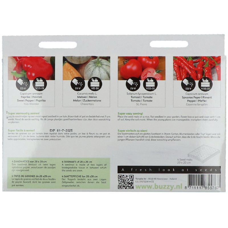 Buzzy® Zaadmatjes Vruchtgroente 4 matjes