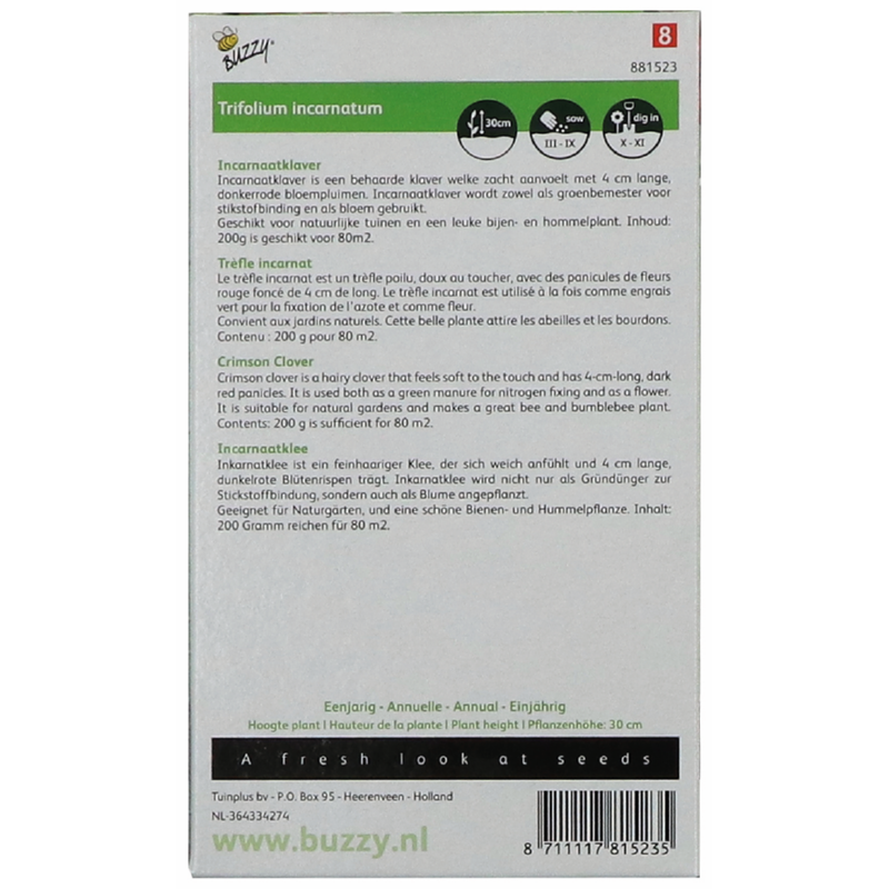 Buzzy® Cover Crop Crimson Clover 200g