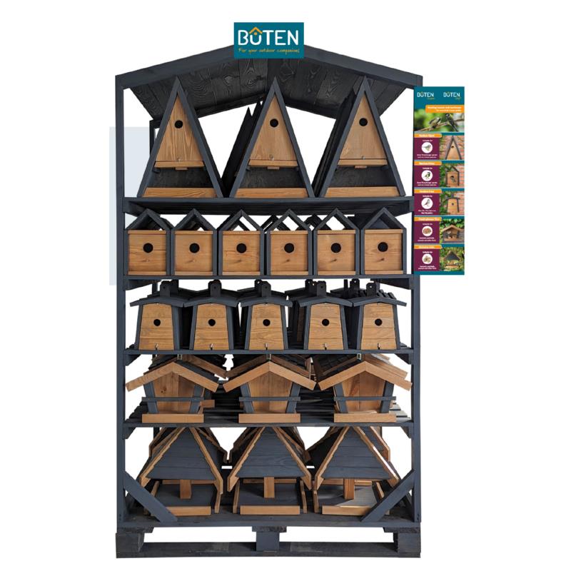 Display Blackline Nestkasten and feeders 120x80