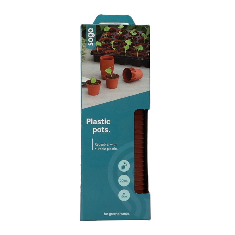 SOGO Plastic potje terra kleur  6cm 30st