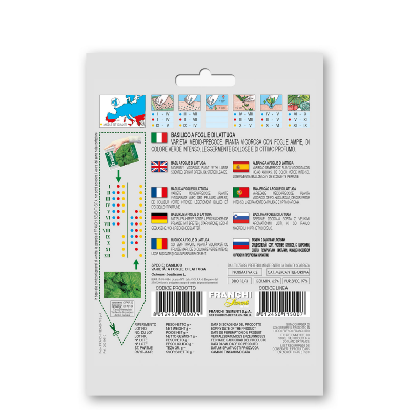 Fr Basilicum Slabladig, Basilico Foglie Di Lattuga 13/3