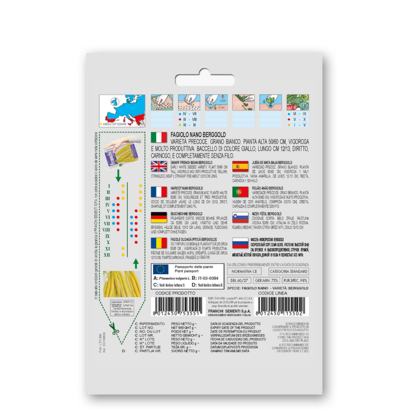 Fr French bean, Fagiolo Nano berggold 60/27