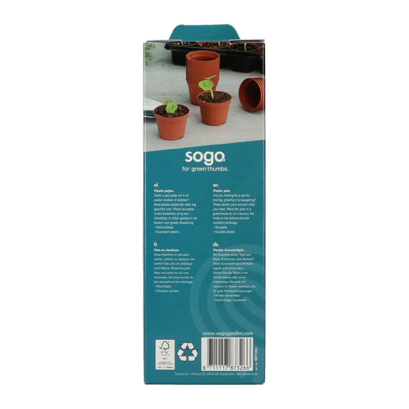 SOGO Plastic potje terra kleur  6cm 30st