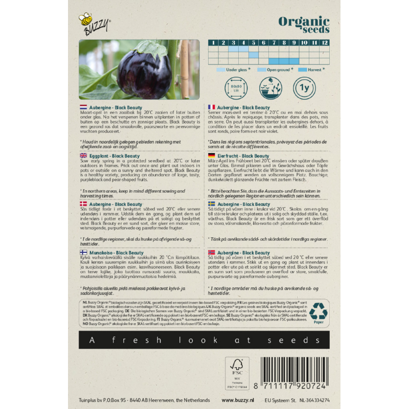 Buzzy® Organic Eggplant Black Beauty (BIO)