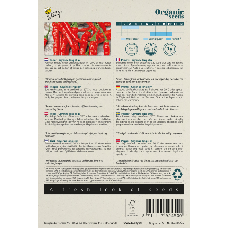 Buzzy® Organic Peper Cayenne long slim (BIO)