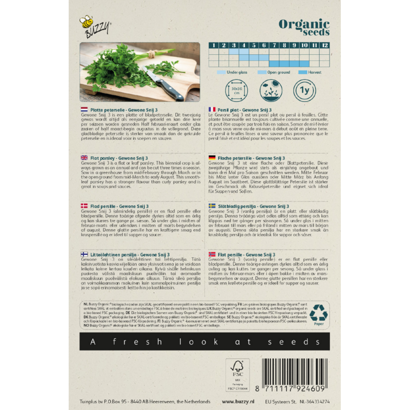 Buzzy® Organic Flat parsley Gewone Snij 3 (BIO)