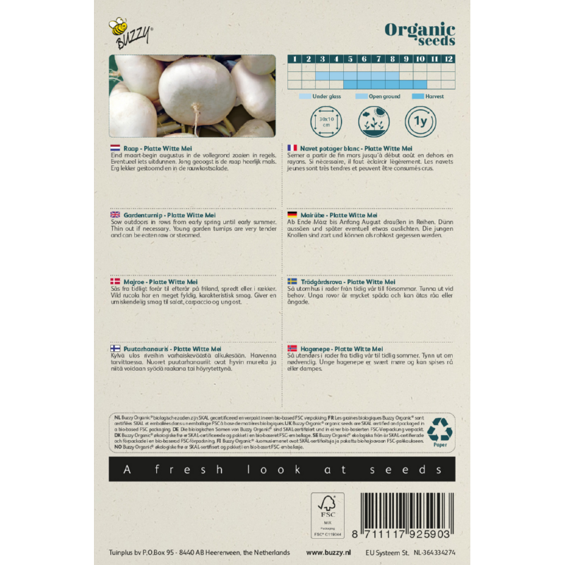 Buzzy® Organic Gardenturnip Platte Witte Mei(BIO)