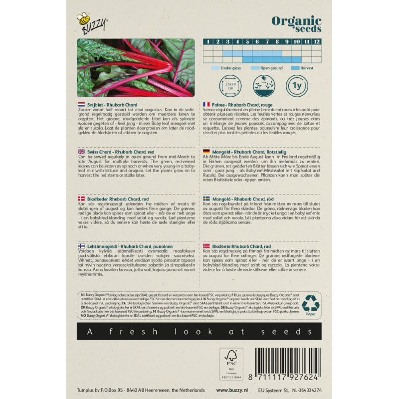 Buzzy® Organic Snijbiet Rhubard Chard  (BIO)