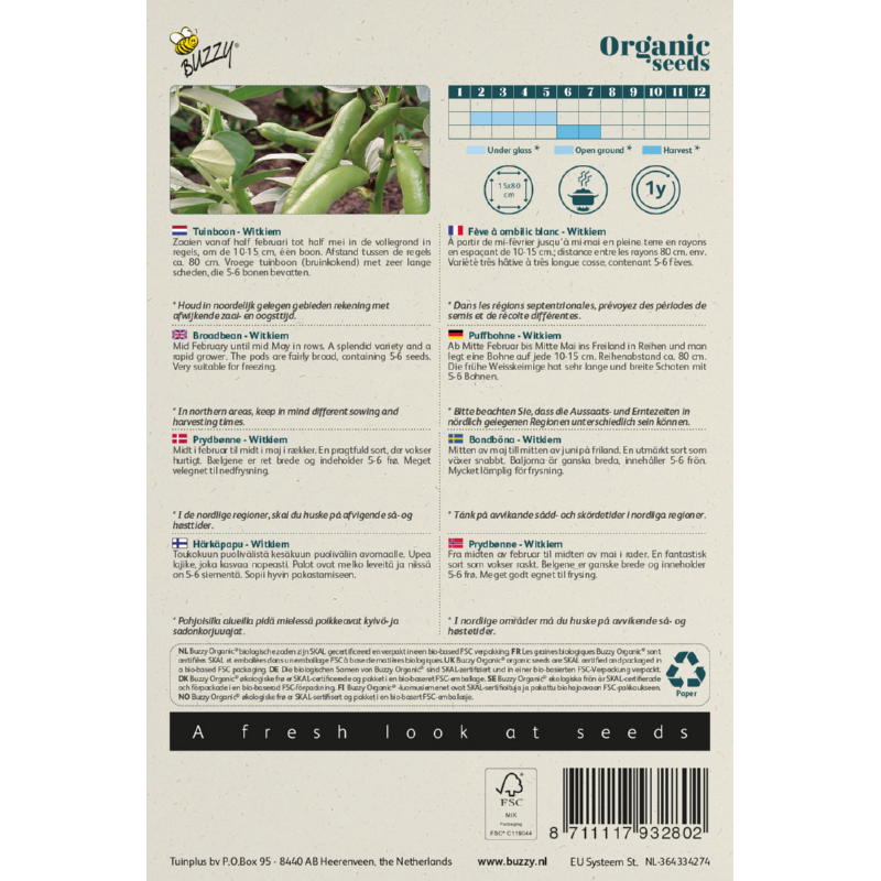 Buzzy® Organic Tuinbonen Witkiem (BIO)