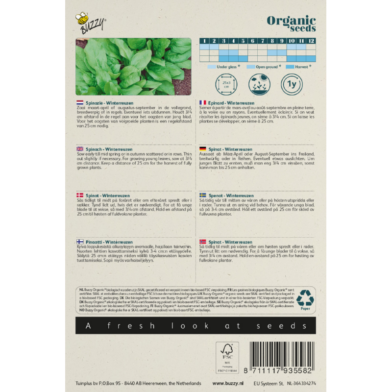 Buzzy® Organic Spinazie Winterreuzen (BIO)