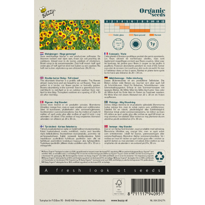 Buzzy® Organic Coreopsis, Meisjesogen (BIO)