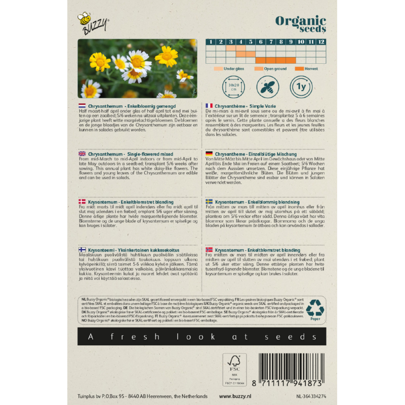Buzzy® Organic Chrysanthemum Single-flowered mixed (BIO)