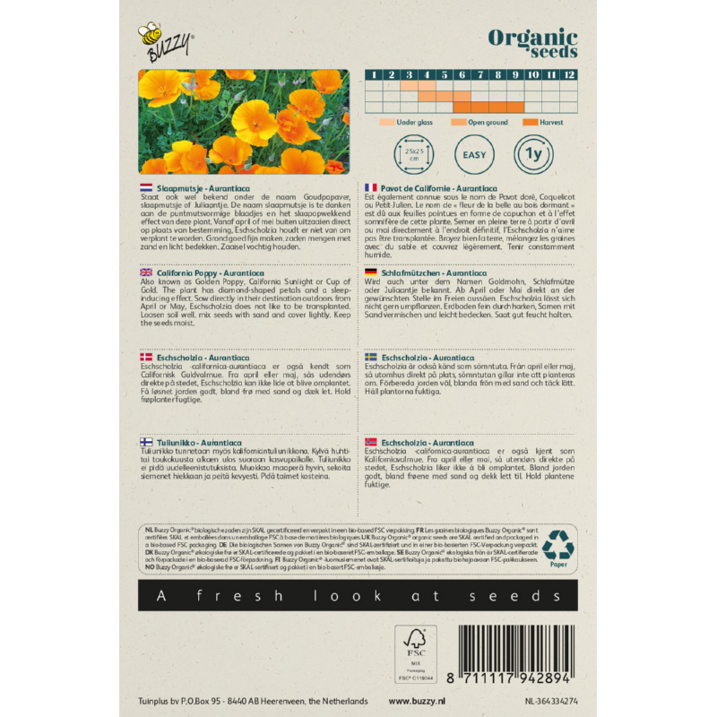Buzzy® Organic California Poppy Aurantiaca (BIO)