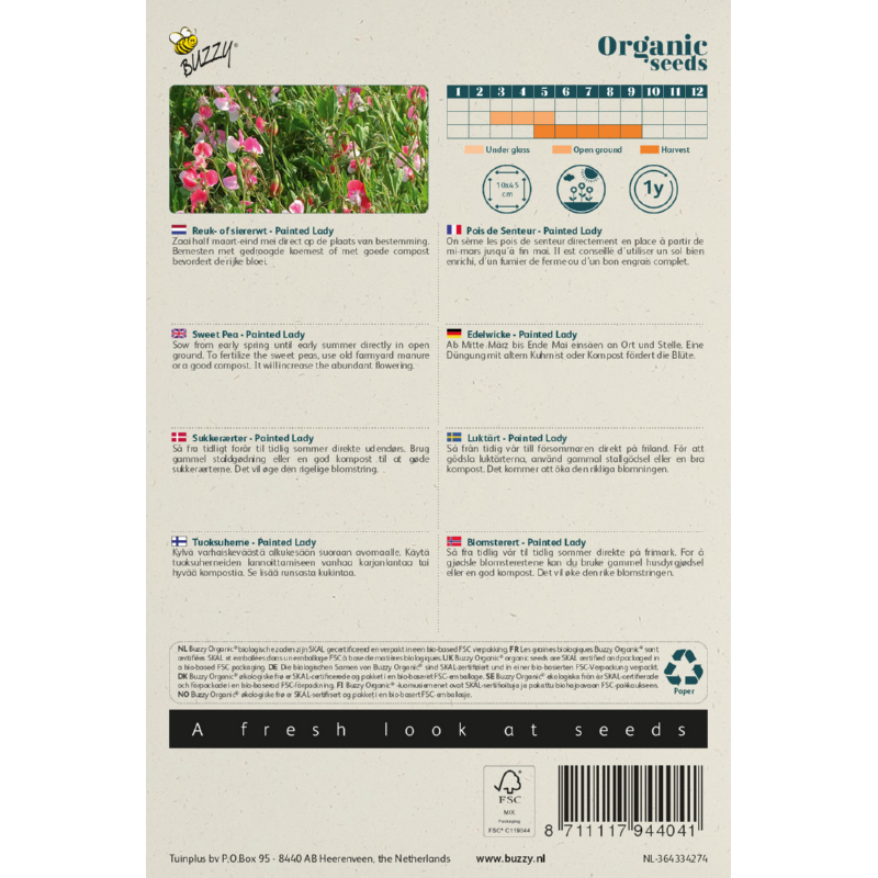 Buzzy® Organic Sweet Pea Painted Lady(BIO)