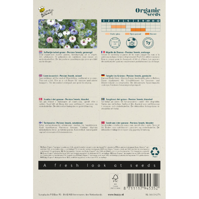Buzzy® Organic Nigella, Love-in-a-Mist  Persian Jewel