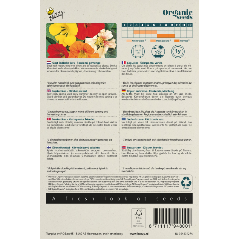 Buzzy® Organic Nasturtium - Climber, mixed(BIO)