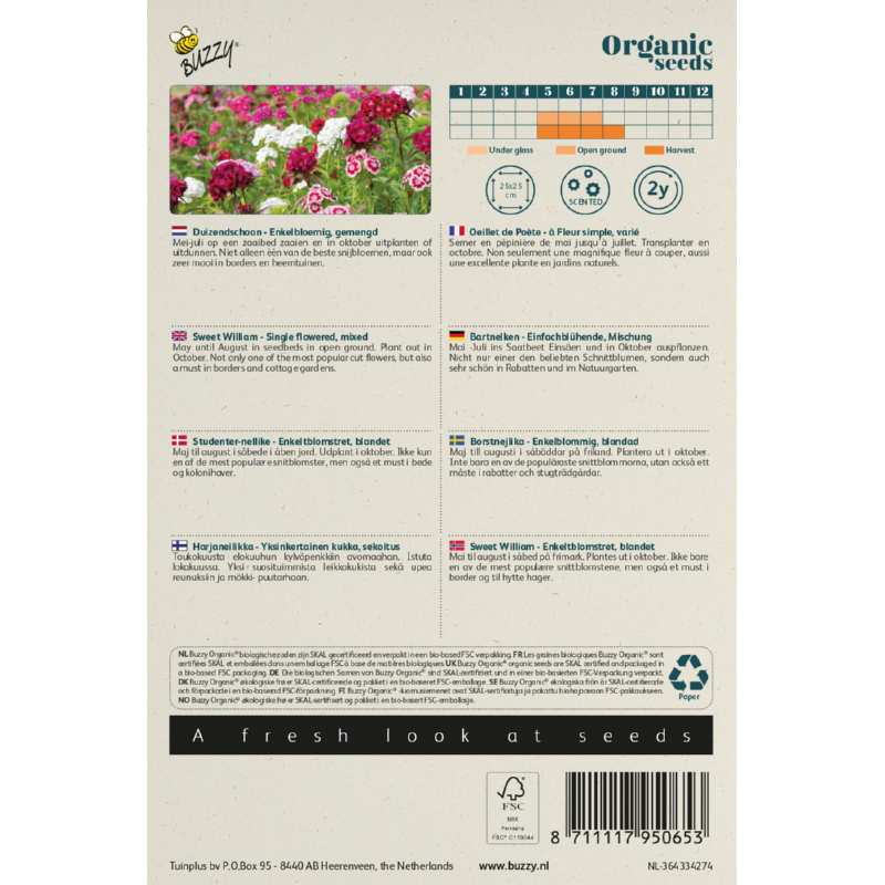 Buzzy® Organic Dianthus, Duizendschoon mix (BIO)