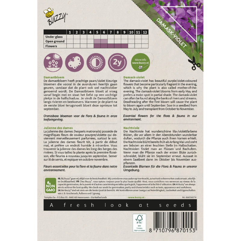 Buzzy® Native Flowers, Damask-violet