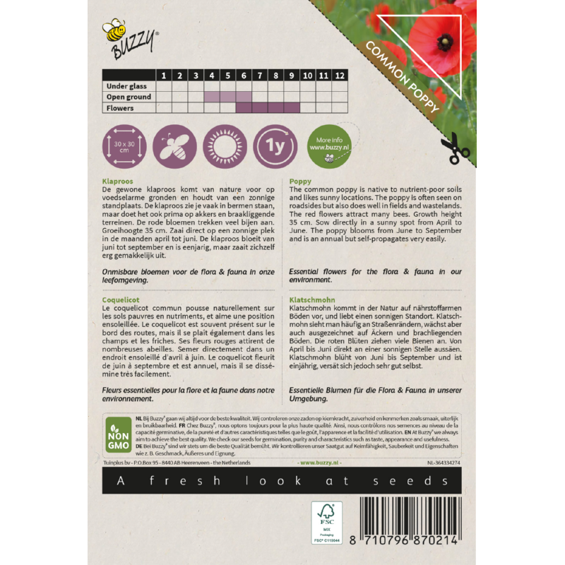 Buzzy® Native Flowers, Poppy