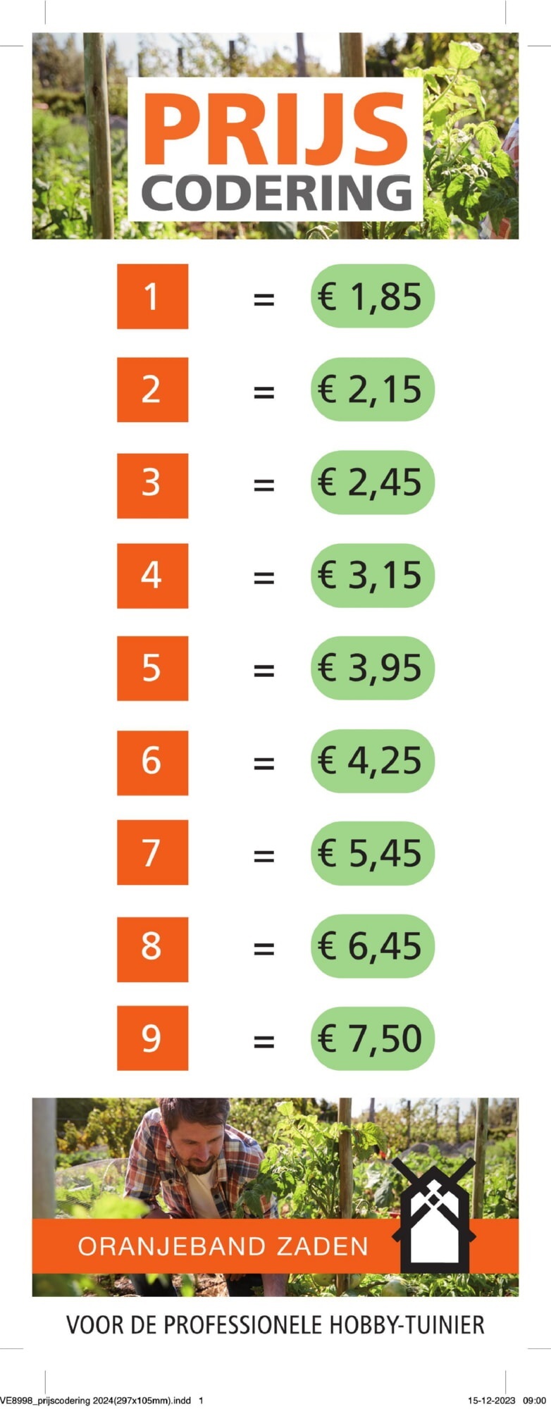 Prijscodering Oranjeband Zaden