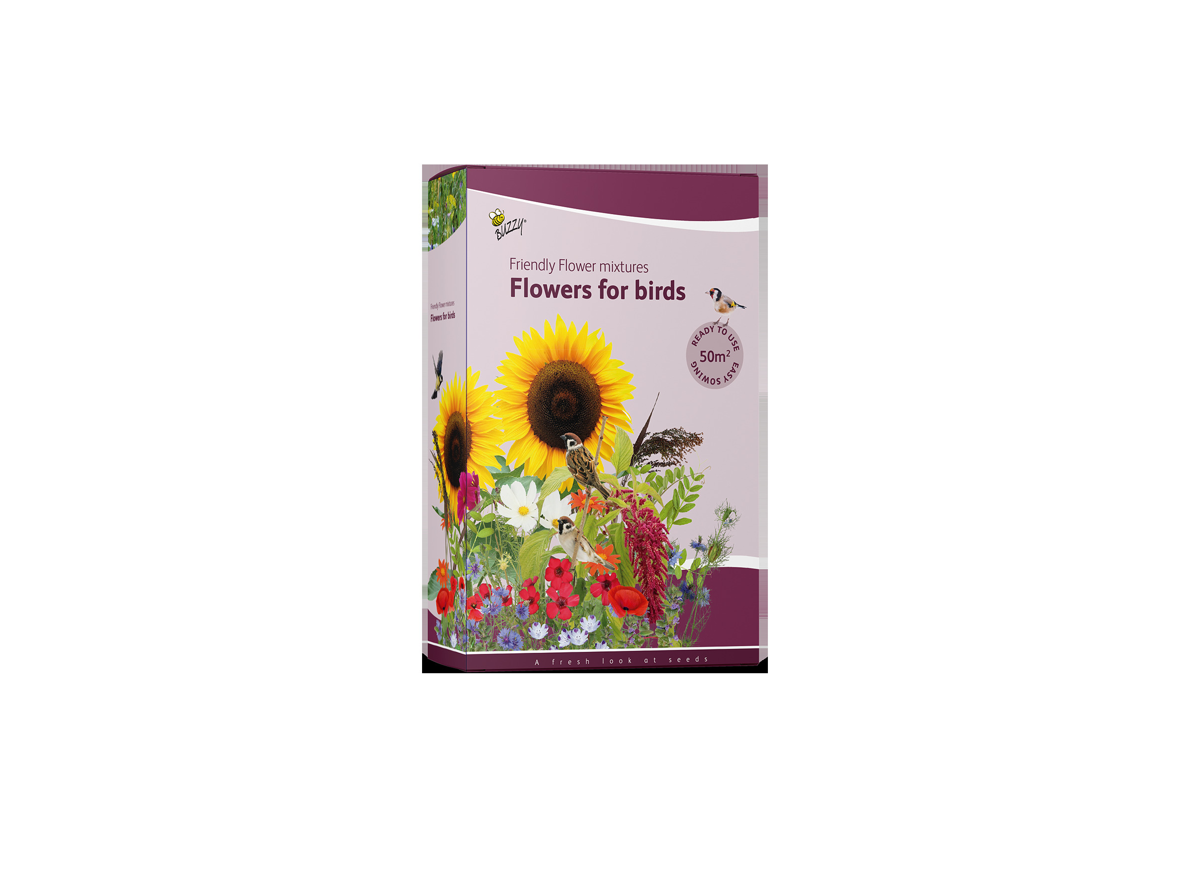 Buzzy® Strooidoosje Friendly Flowers Vogels 50m²
