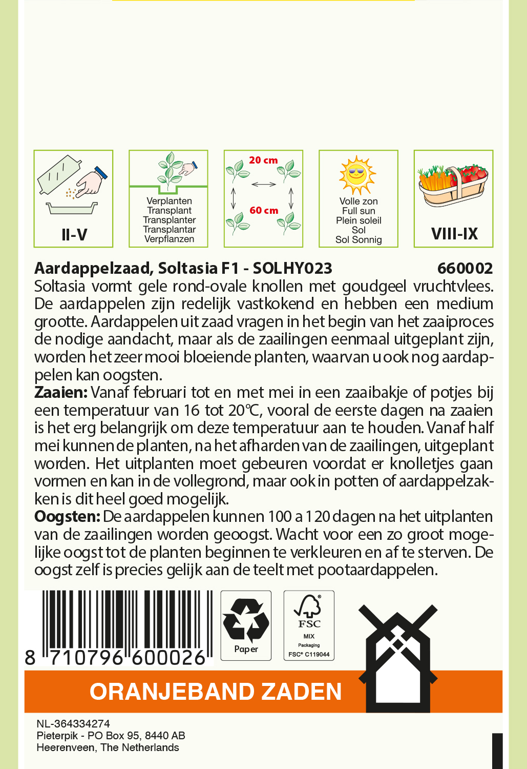 Oranjeband® Seed potato Soltasia F1 - SOLHY023