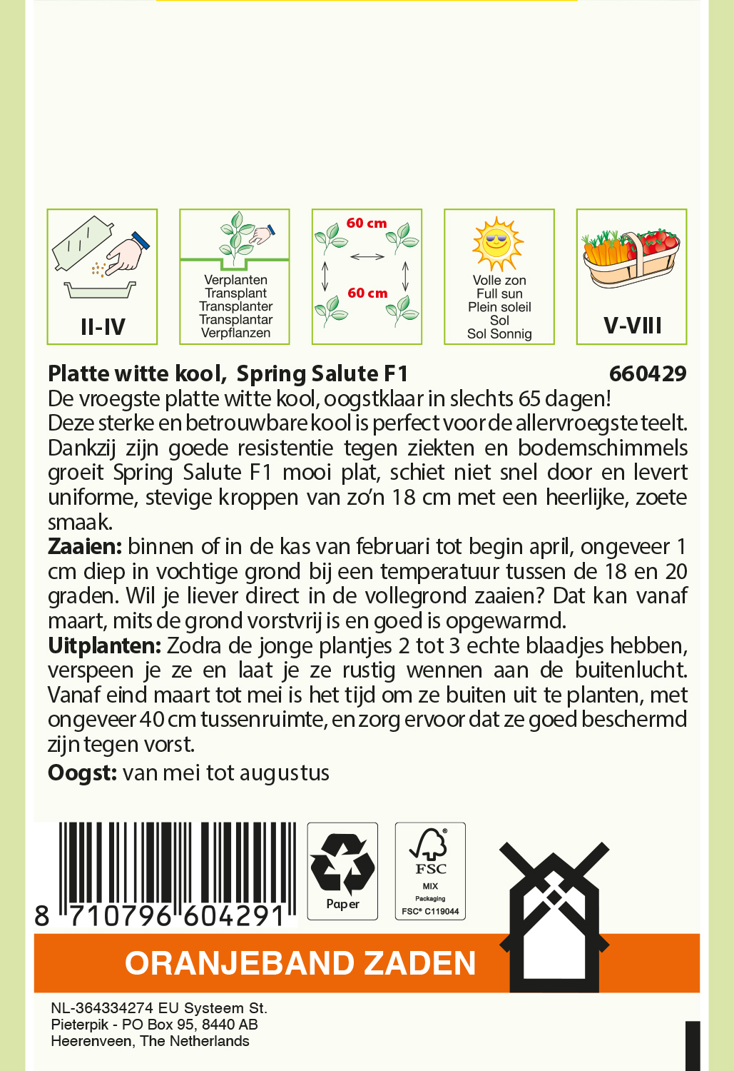 Oranjeband® White cabbage Spring Salute F1