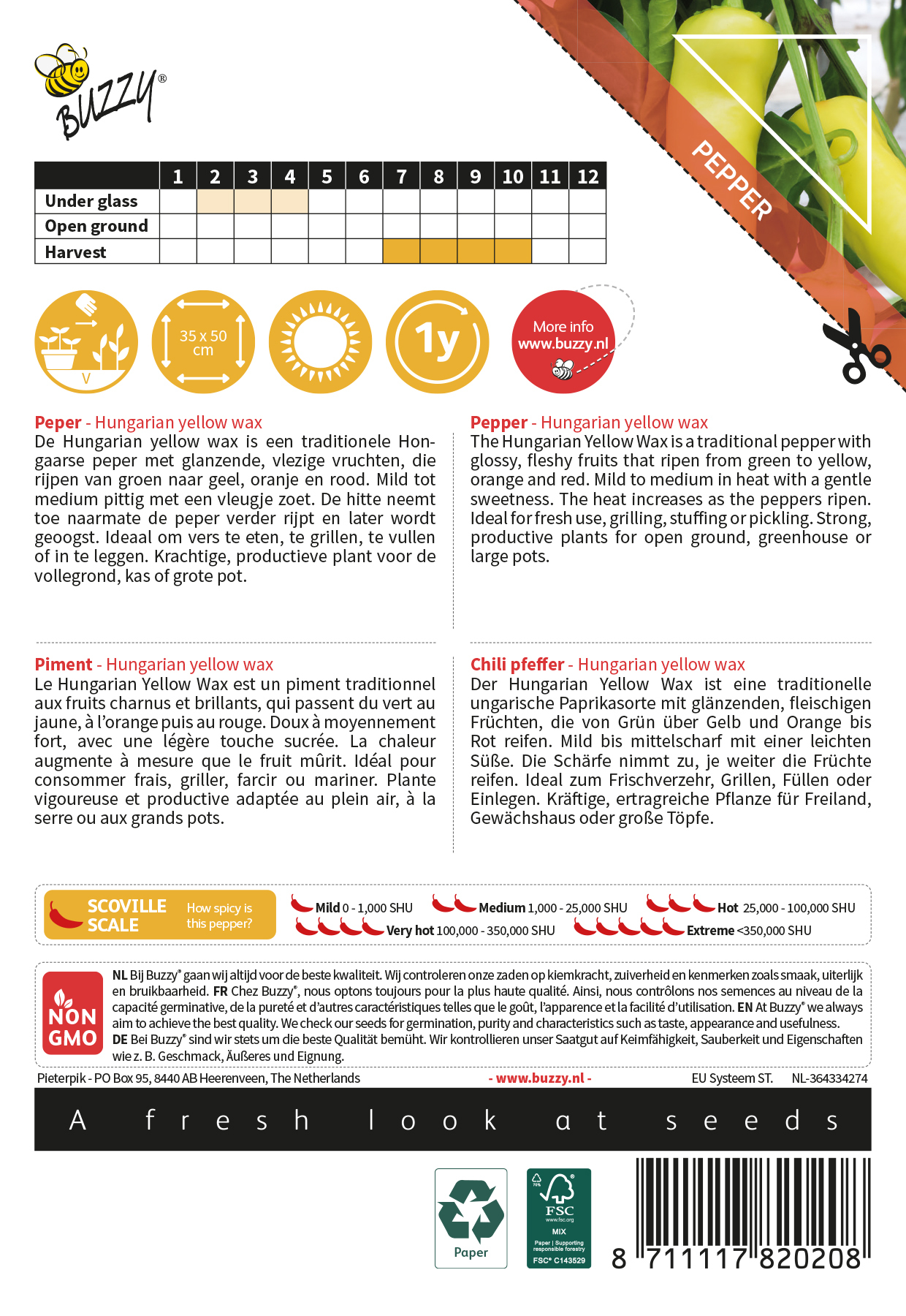 Buzzy® Culinary Peppers Hungarian yellow wax
