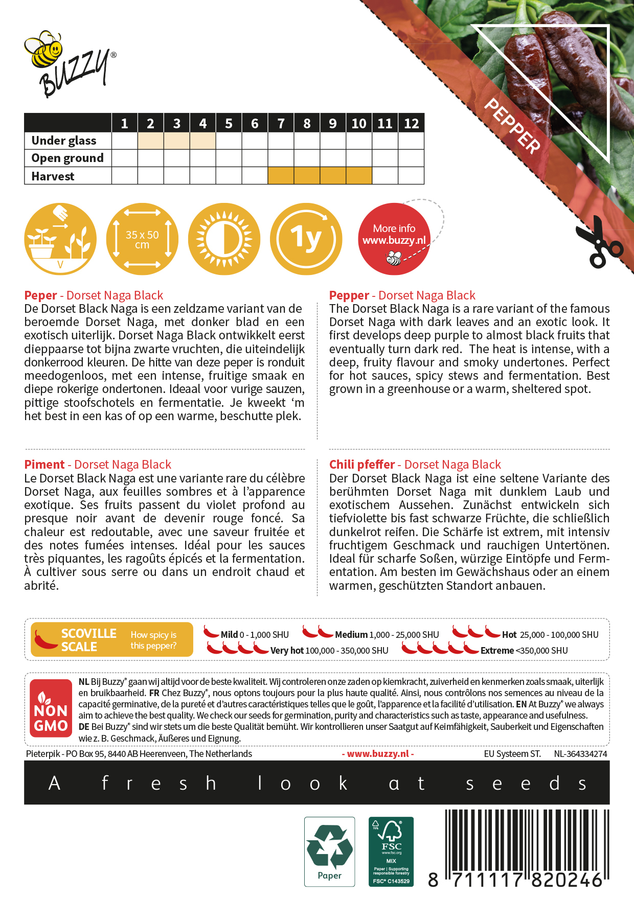 Buzzy® Culinary Peppers Dorset Naga Black