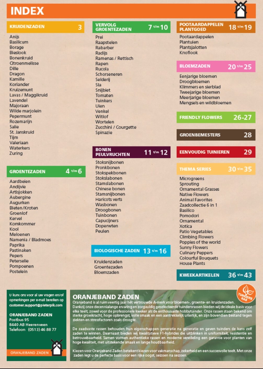 Oranjeband Zaden Catalogus