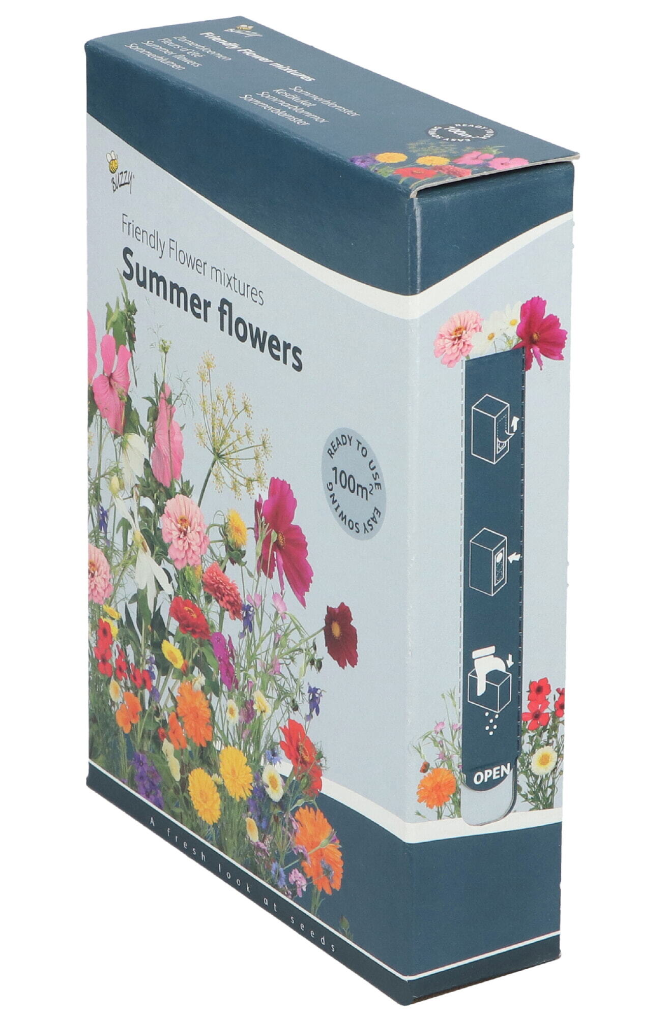 Buzzy® Strooidoosje Friendly Flowers Zomerbloemen 100m²