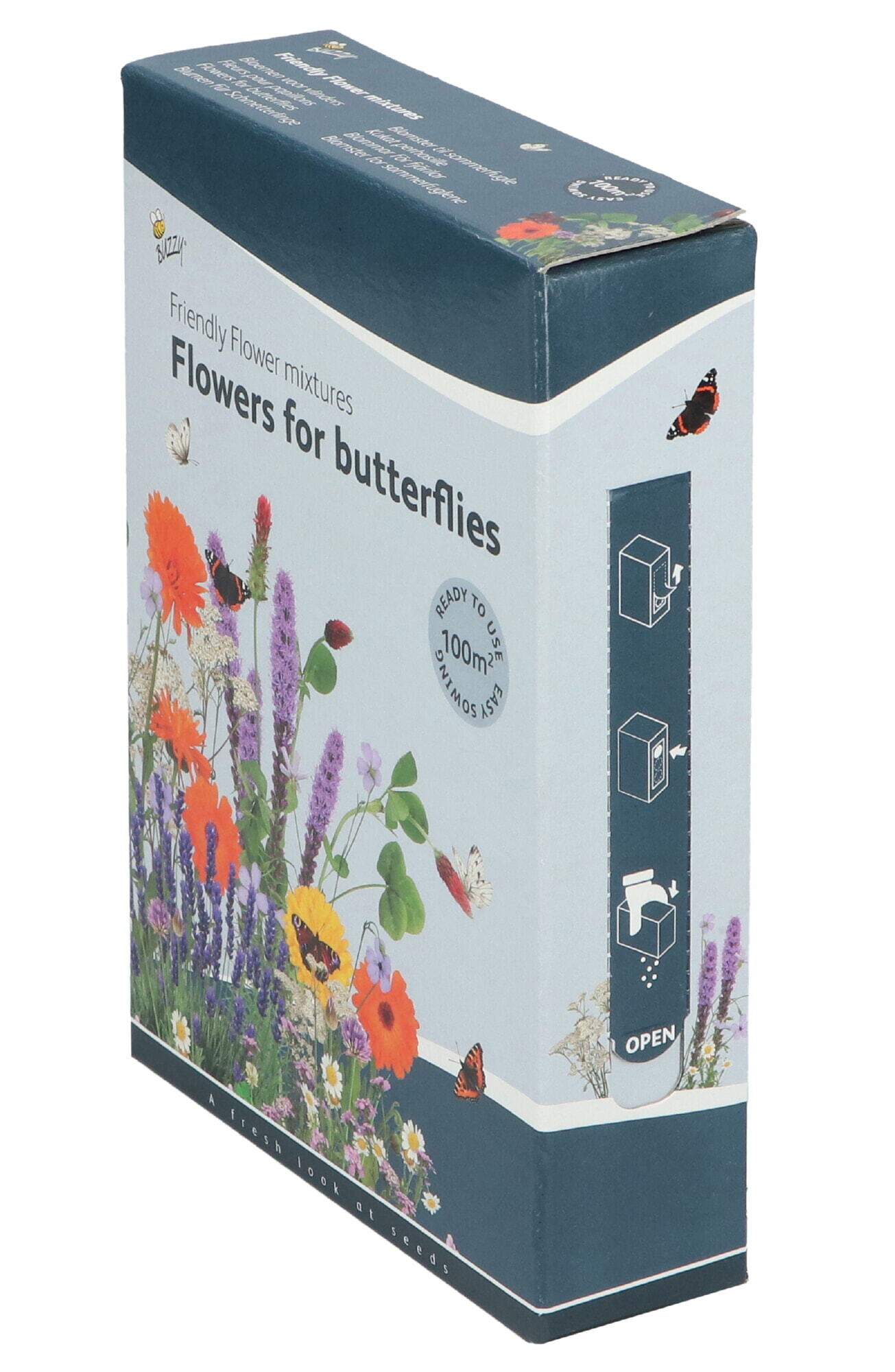 Buzzy® Strooidoosje Friendly Flowers Vlinders Laag 100m²