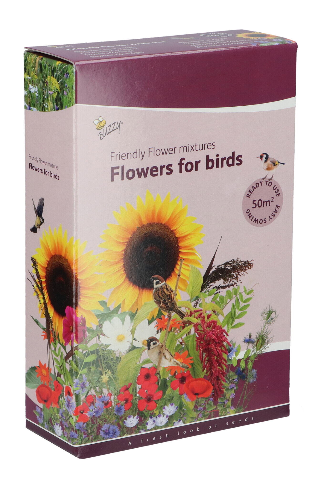 Buzzy® Strooidoosje Friendly Flowers Vogels 50m²