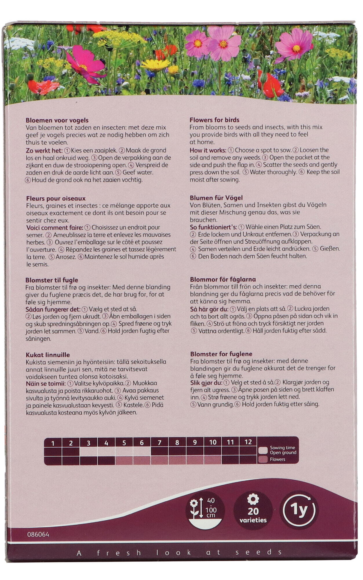 Buzzy® Strooidoosje Friendly Flowers Vogels 50m²