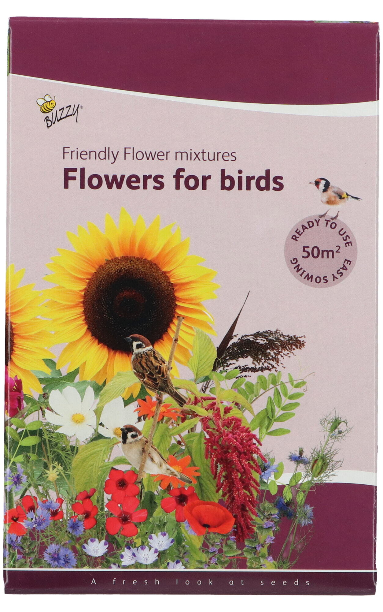 Buzzy® Strooidoosje Friendly Flowers Vogels 50m²