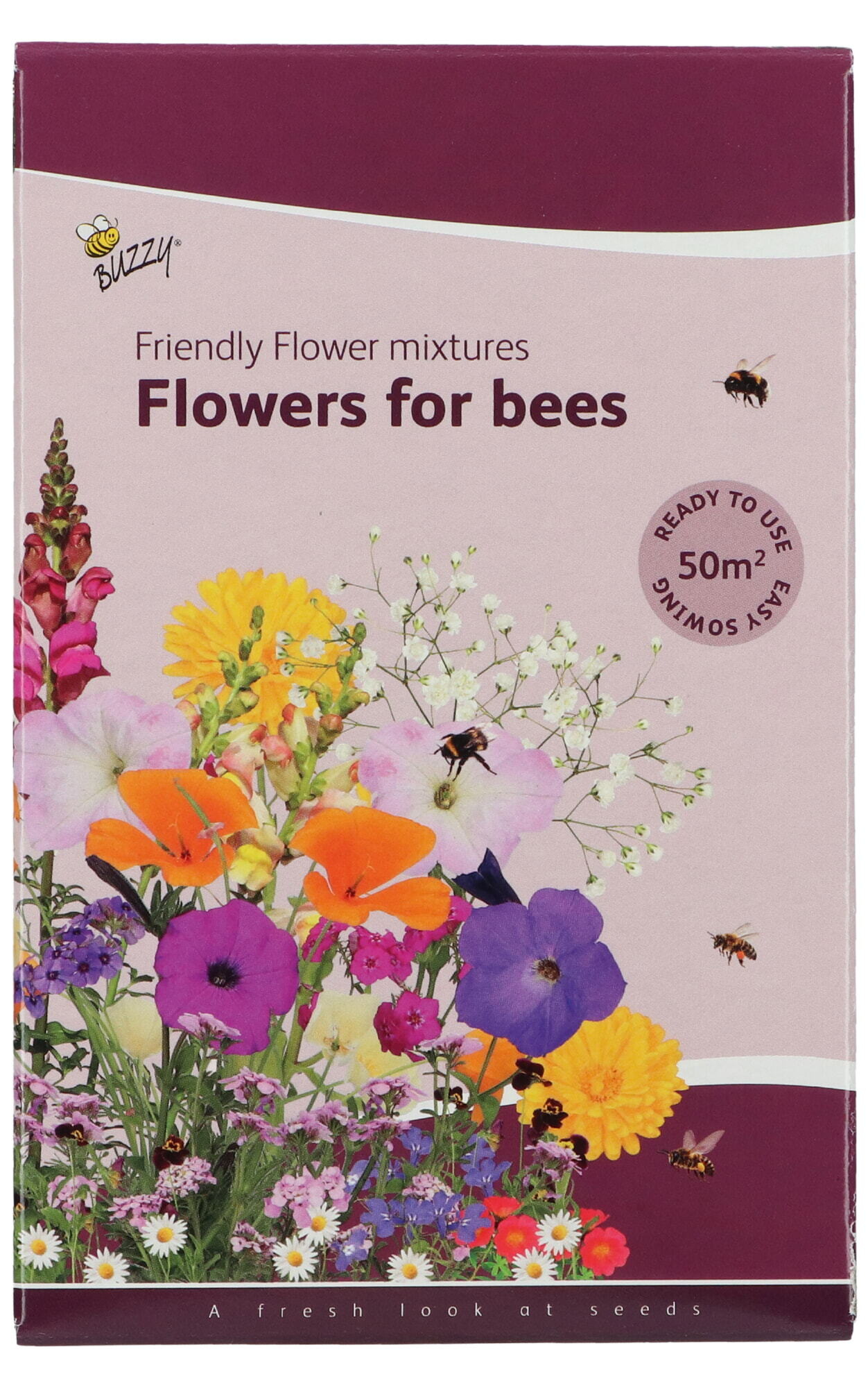 Buzzy® Strooidoosje Friendly Flowers Bijen Laag 50m²