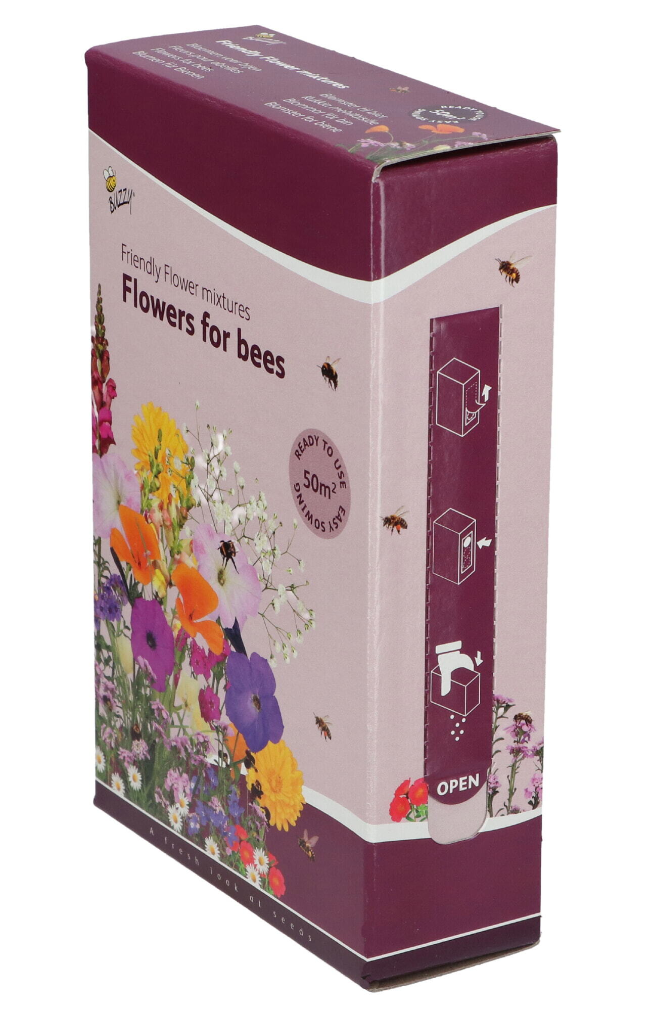 Buzzy® Strooidoosje Friendly Flowers Bijen Laag 50m²