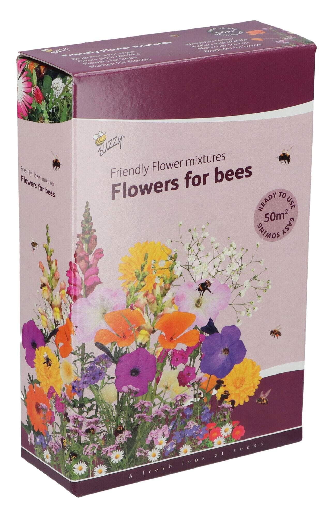 Buzzy® Strooidoosje Friendly Flowers Bijen Laag 50m²