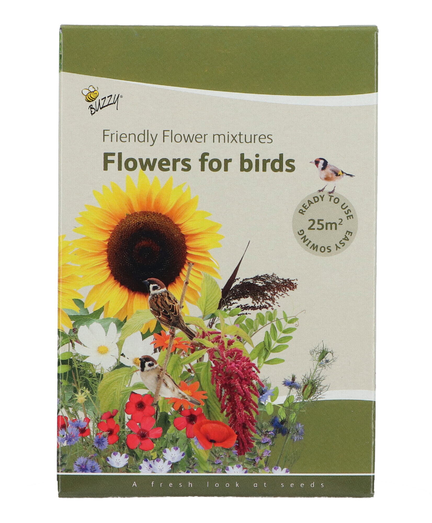 Buzzy® Strooidoosje Friendly Flowers Vogels 25m²