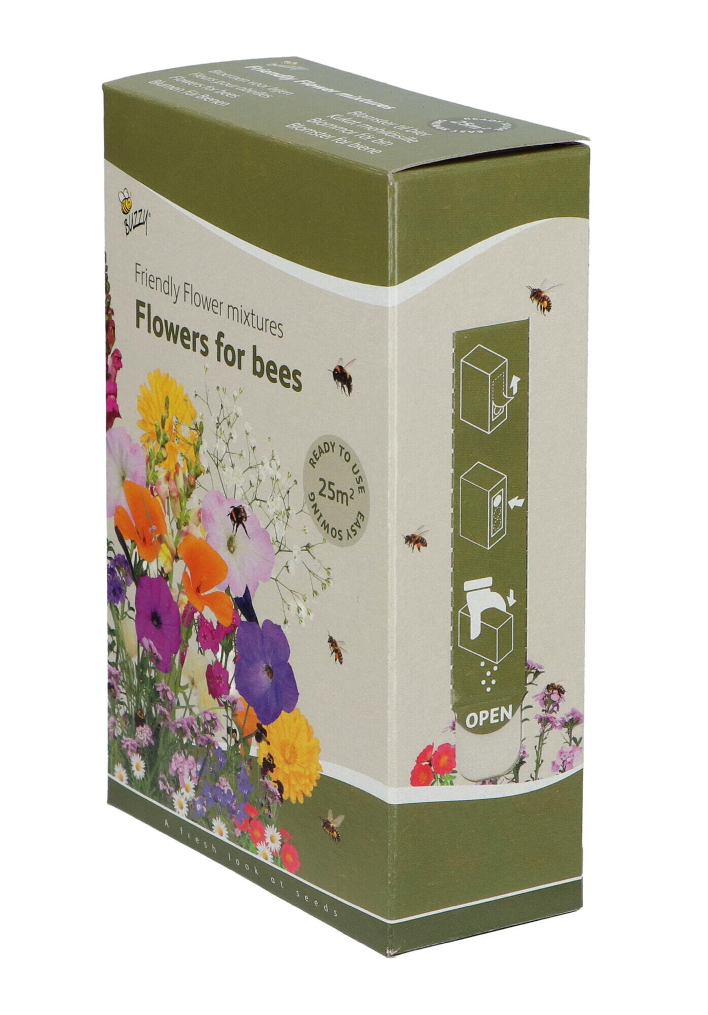 Buzzy® Strooidoosje Friendly Flowers Bijen Laag 25m²