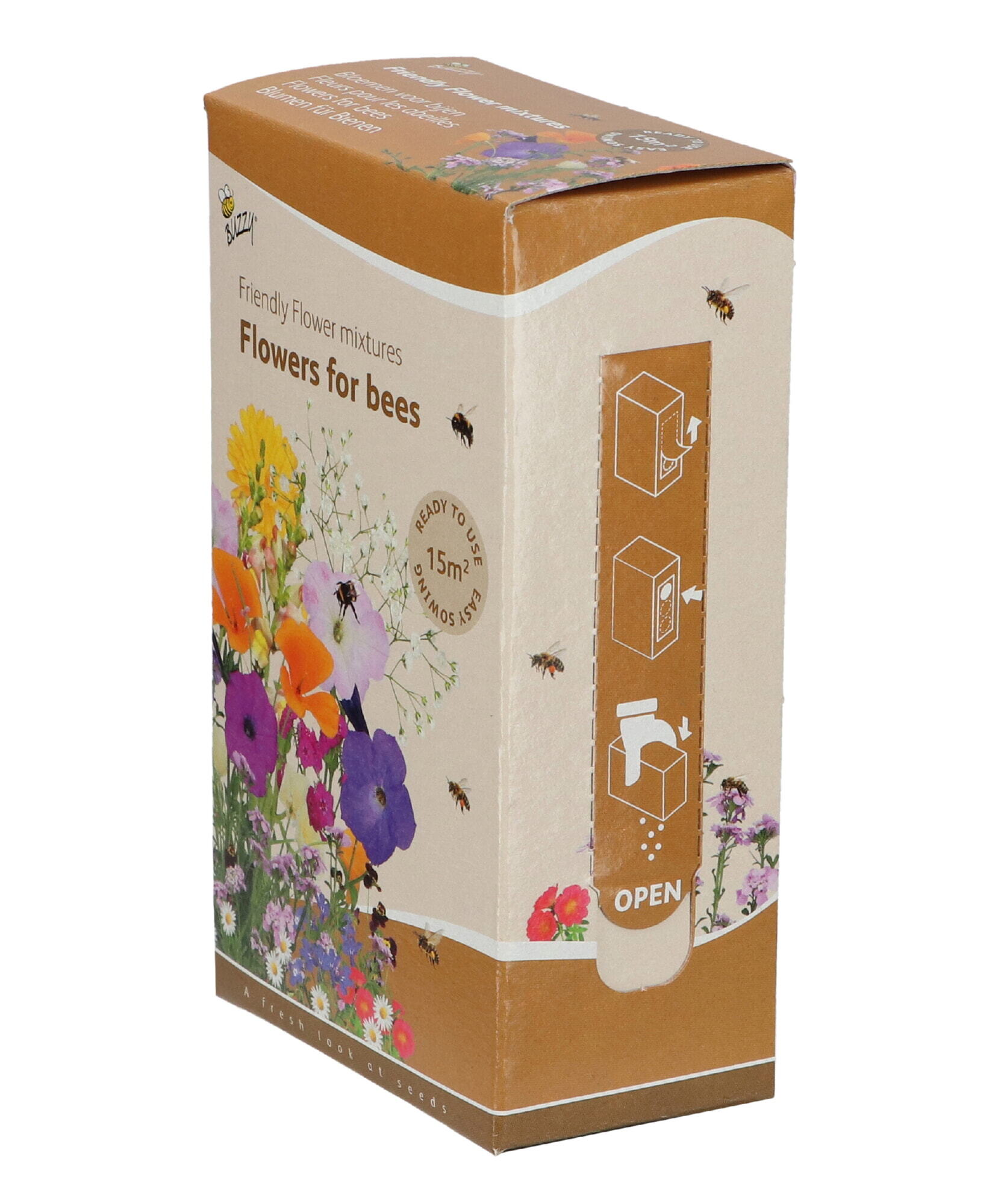 Buzzy® Strooidoosje Friendly Flowers Bijen Laag 15m²